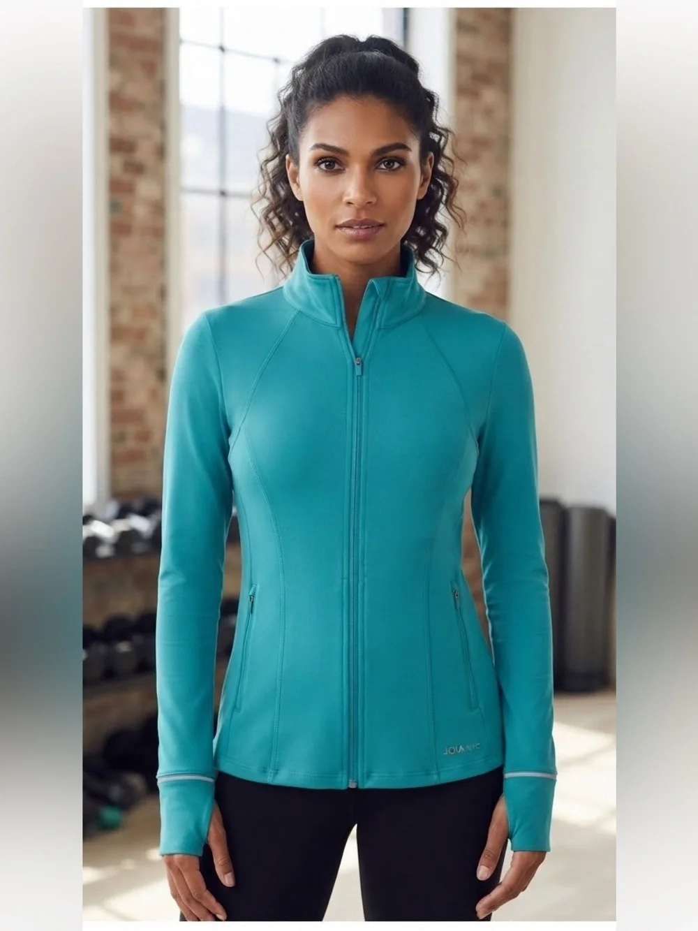 JOIA NYC Performance Wear Aqua Activewear /
Running Zip Front Long Sleeve Jacket